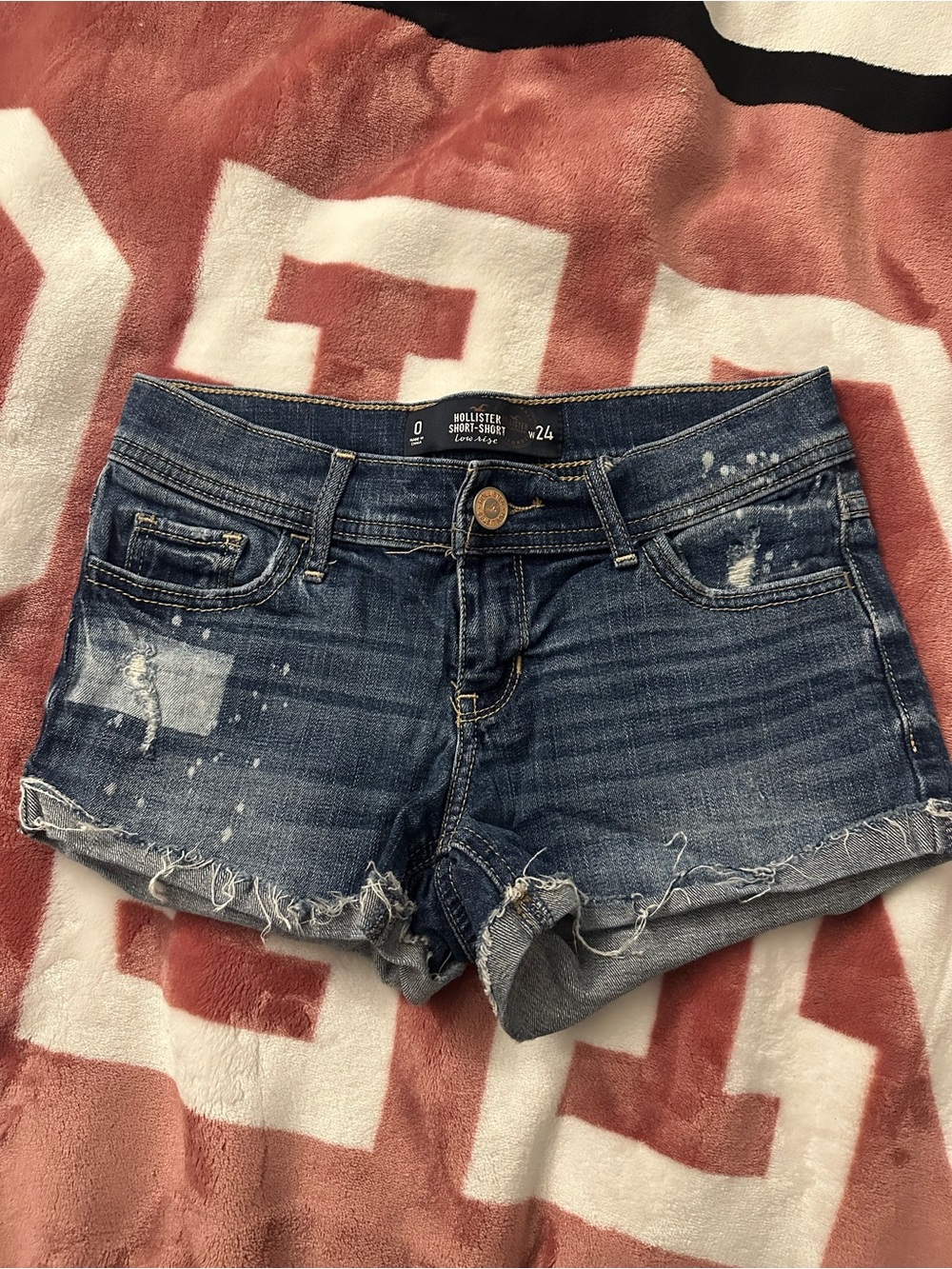 Distressed Dark Blue Denim Jean Shorts